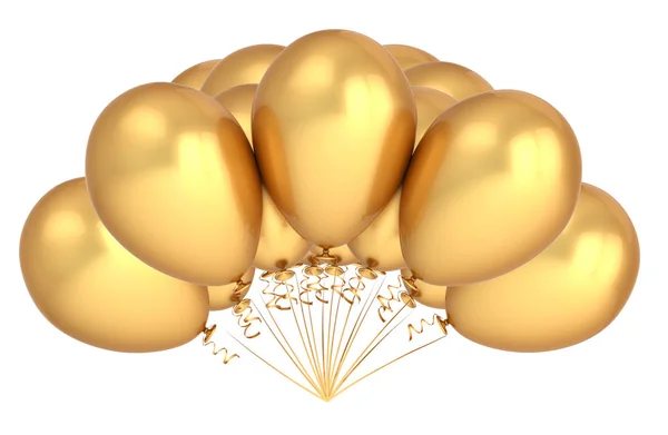Festa Balões Ouro Metálico Luxo Decoração Aniversário Bando Balão Hélio — Fotografia de Stock