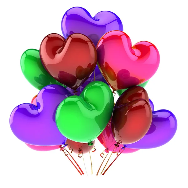 Balloons Heart Shaped Bunch Colorful Love Party Birthday Marriage Decoration — Stock Photo, Image