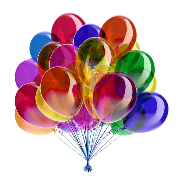 Party Luftballons Bunt Bunte Happy Birthday Party Helium Ballon Bündel — Stockfoto