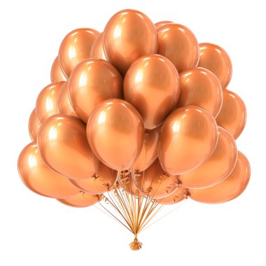 parti balonu altın Kraliyet parlak grup. Doğum günü dekorasyon helyum balon grup sarı. tatil olay, yıldönümü kutlamaları, karnaval sembolü. 3D çizim