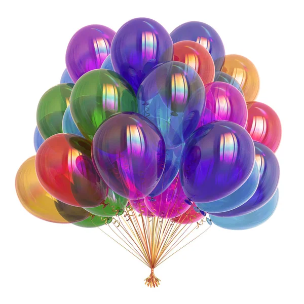 Palloncini Colorati Partito Varicolore Decorazione Compleanno Multicolore Elio Palloncino Grappolo — Foto Stock