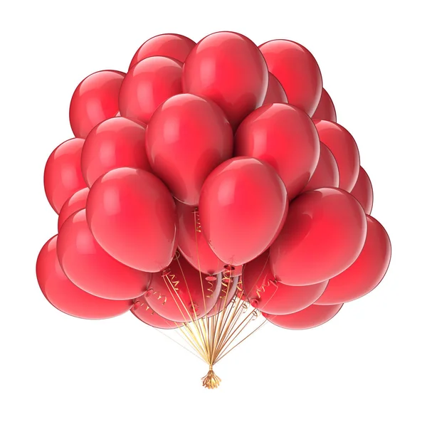 气球红色经典 生日快乐 周年纪念日 派对装饰光泽的氦气球束 嘉年华 节日活动的象征 — 图库照片