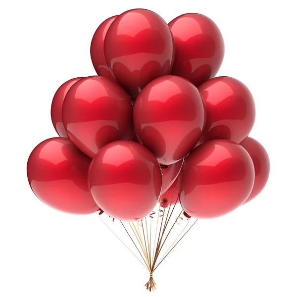 气球红党生日装饰光泽 氦气球束闪闪发亮 节日快乐 周年庆典 请柬贺卡设计元素 — 图库照片