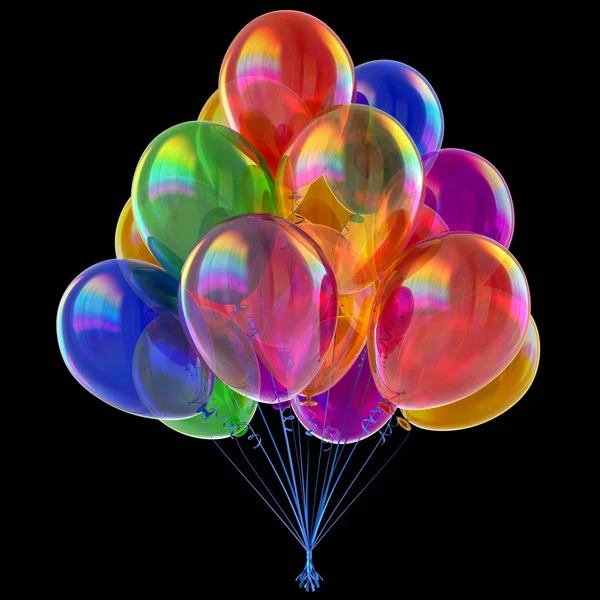 Balões Coloridos Brilhante Festa Aniversário Bando Balões Hélio Decoração Férias — Fotografia de Stock