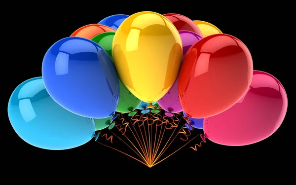 Palloncini Partito Colorato Lucido Decorazione Compleanno Multicolore Mazzo Palloncino Elio — Foto Stock