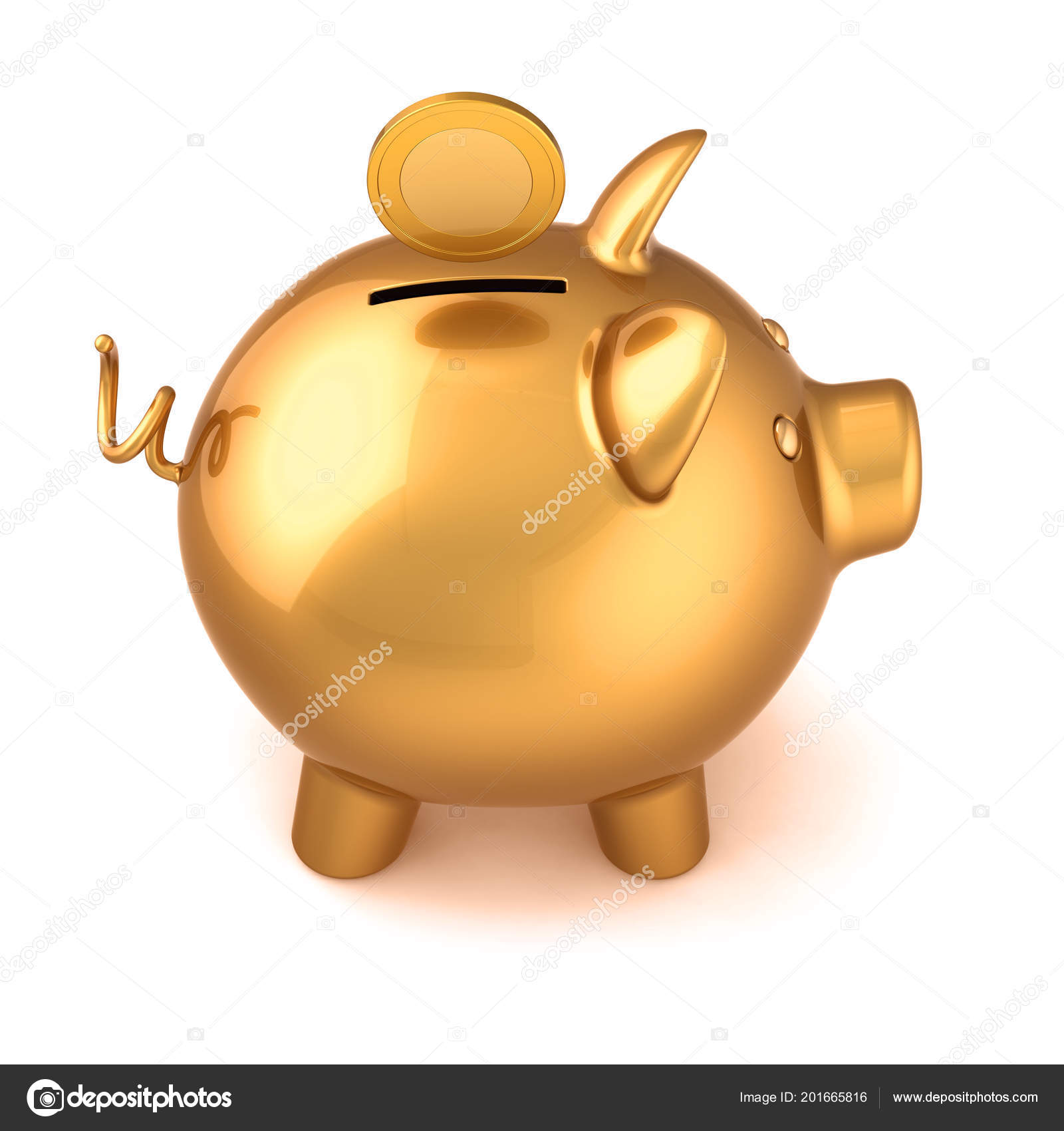 Piggy Bank Golden Gold Coin Pension Saving Money Donate - 