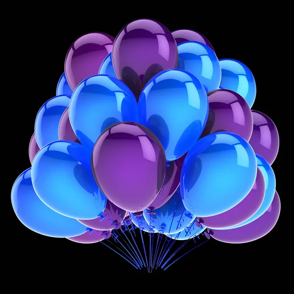 Ballons Fête Bleu Violet Anniversaire Carnaval Célébrer Décoration Bouquet Ballon — Photo