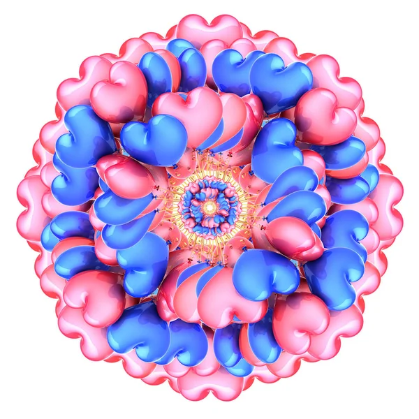 Цветочная Абстракция Сделана Розово Голубых Шариков Форме Сердца Гелиевый Шарик — стоковое фото