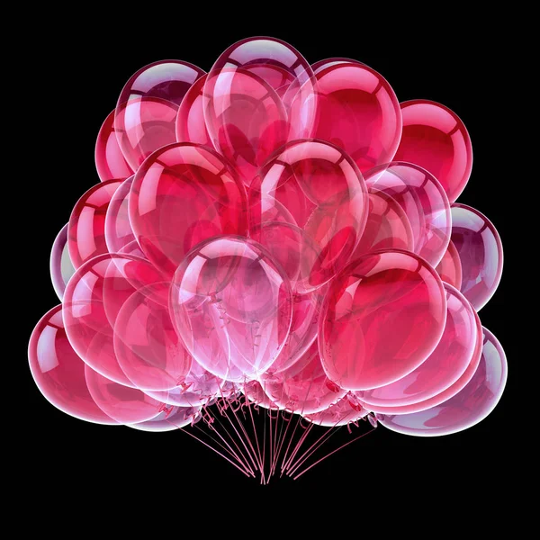 Strona Romantyczny Różowy Balony Czerwone Balon Hel Kiść Kolorowy Urodziny — Zdjęcie stockowe