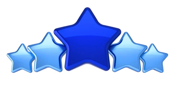 Estrelas Cinco Dispostas Linha Azul Colorido Prêmio Qualidade Superior Excelente — Fotografia de Stock