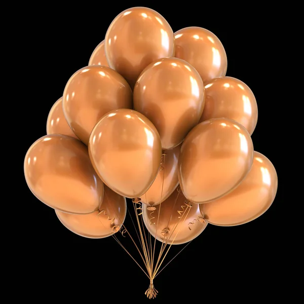 Gyllene Party Ballonger Gäng Födelsedag Dekoration Gul Metallic Holiday Årsdag — Stockfoto