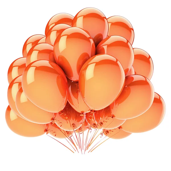 Palloncino Arancione Festa Compleanno Decorazione Lucida Elio Palloncini Gruppo Felice — Foto Stock