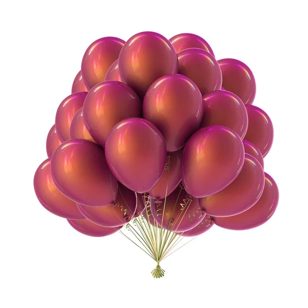 党は風船美しいカラフルな紫ピンク バイオレットです お誕生日おめでとう 周年記念装飾光沢のあるヘリウム風船の束します カーニバルの休日イベント シンボル イラストレーション — ストック写真