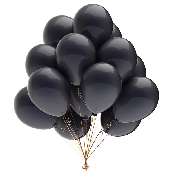 Grupo Festa Balões Preto Aniversário Decoração Clássico Ilustração Renderizada — Fotografia de Stock