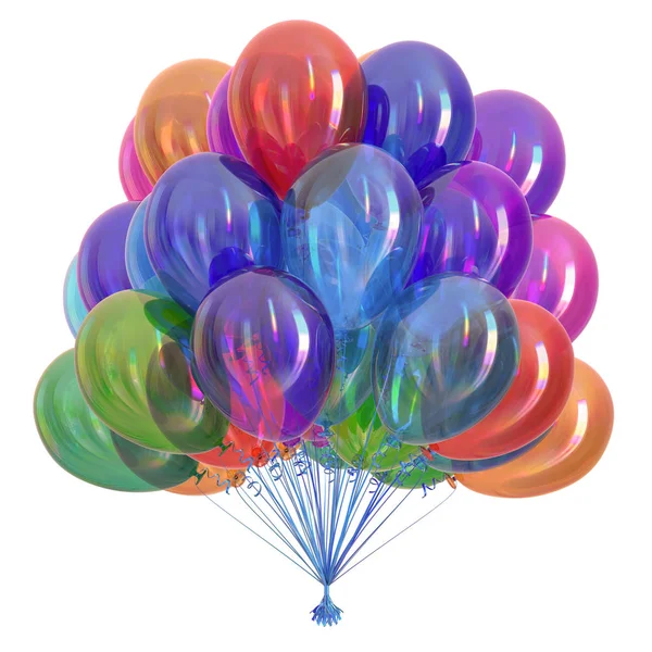 Bunch Party Balloons Colorful Happy Birthday Holiday Decoration Multicolored Different — Stock Photo, Image