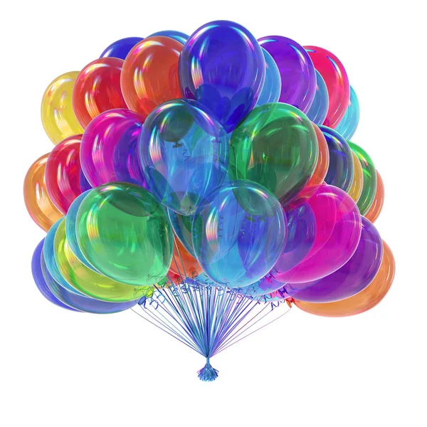 Balões Festa Coloridos Cacho Brilhante Aniversário Aniversário Carnaval Celebrar Decoração — Fotografia de Stock