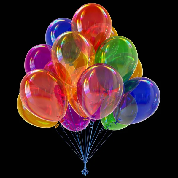 Balões Carnaval Festa Grupo Colorido Decoração Feliz Aniversário Multicolorido Ilustração — Fotografia de Stock