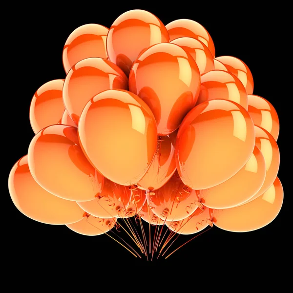 Party Ballonger Orange Födelsedag Dekoration Glansigt Helium Ballong Gäng Happy — Stockfoto