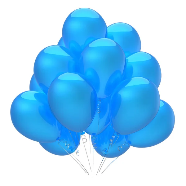 青い誕生日バルーンの束 ヘリウム風船パーティー装飾です 記念日のお祝いのグリーティング カード背景 分離した イラスト — ストック写真