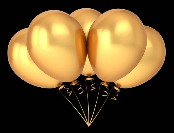 Partiet Ballong Gyllene Fem Födelsedag Dekoration Lyx Gul Helium Ballonger — Stockfoto