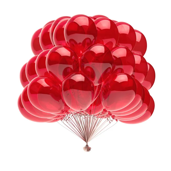 Röd Ballong Gäng Födelsedag Part Dekoration Illustration Isolerade — Stockfoto