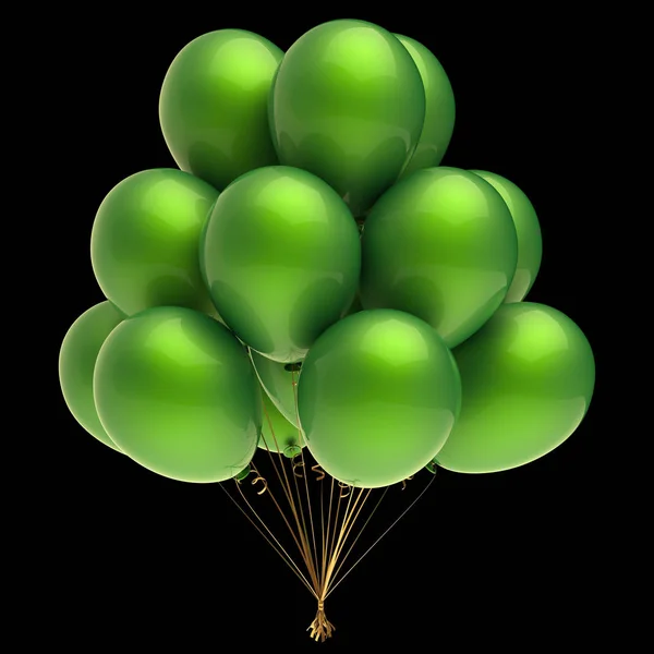 Grüne Partei Helium Ballon Haufen Feier Geburtstag Dekoration Klassiker Illustration — Stockfoto