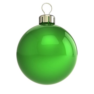Noel top yeşil New Year's Eve önemsiz şey kış dekorasyon küre asılı süsleme klasik. Geleneksel kış süs mutlu tatiller Merry Xmas olay sembol parlak boş. 3D çizim