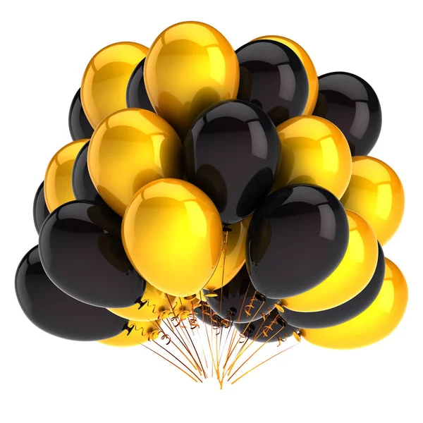 Globos dorados y negros. La zona de fotos está decorada con globos negro y  amarillo. Fiesta elegante con globos. Globo en forma de estrella Fotografía  de stock - Alamy