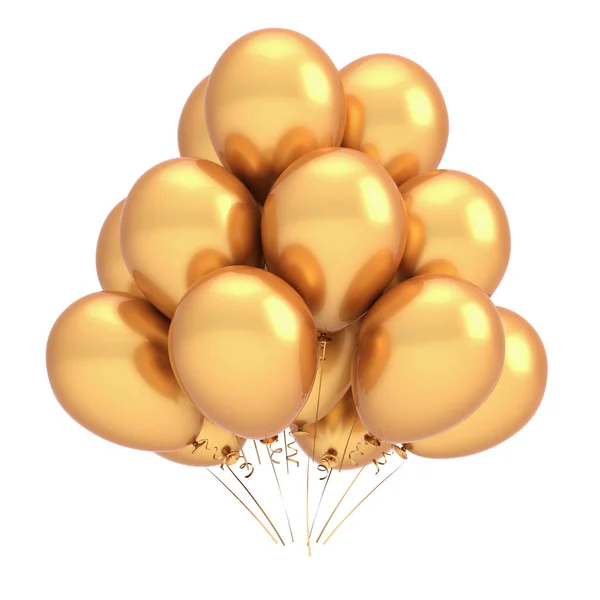 Ballong Gäng Golden Royal Glansigt Födelsedag Part Dekoration Heliumballonger Grupp — Stockfoto