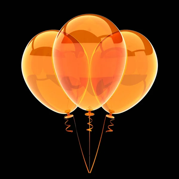 Palloncini Arancioni Tre Decorazione Festa Compleanno Traslucido Mazzo Palloncini Elio — Foto Stock
