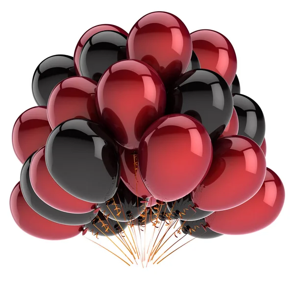 パーティー カラフルな風船誕生日カーニバル装飾赤黒 ヘリウム風船の束が多色 幸せな休日 記念日のグリーティング カードのデザイン要素 イラストレーション — ストック写真