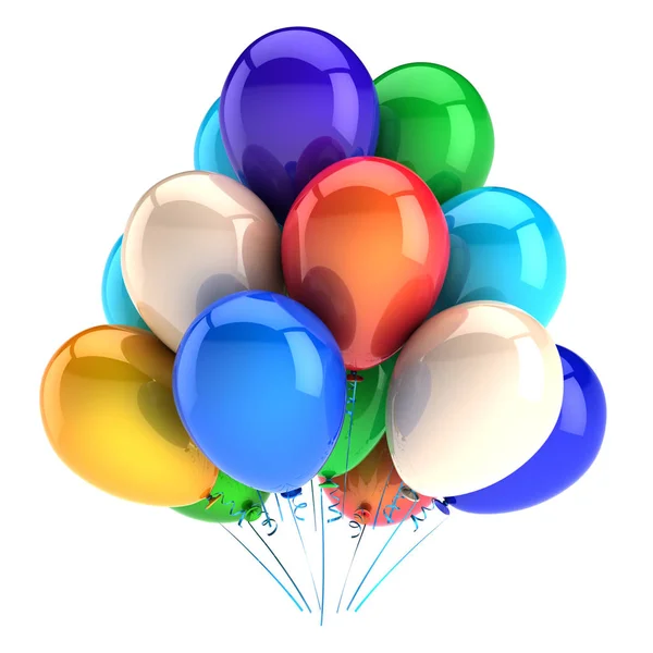 Mazzo Palloncini Colorati Decorazione Festa Compleanno Multicolore Illustrazione Rendering — Foto Stock