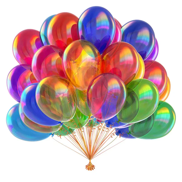 Bunte Party Luftballons Glänzen Bunte Geburtstagsdekoration Helium Ballon Bündel Glänzend — Stockfoto