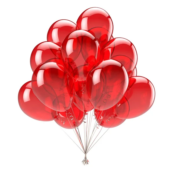 Party Luftballons Rote Geburtstagsdekoration Glänzend Transluzent Buch Illustration — Stockfoto