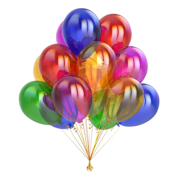 Globos Cumpleaños Manojo Multicolor Fiesta Celebrar Decoración Colorido Ilustración Representación — Foto de Stock