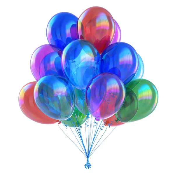 Balões Cacho Multicolorido Símbolo Festa Decoração Aniversário Colorido Ilustração Renderização — Fotografia de Stock