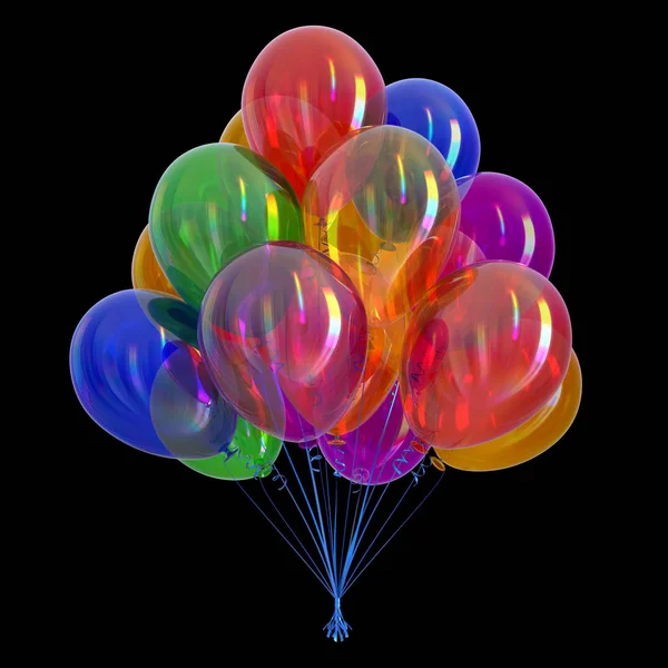 Balões Aniversário Coloridos Cacho Festa Celebrar Decoração Multicolorida Ilustração Isolado — Fotografia de Stock