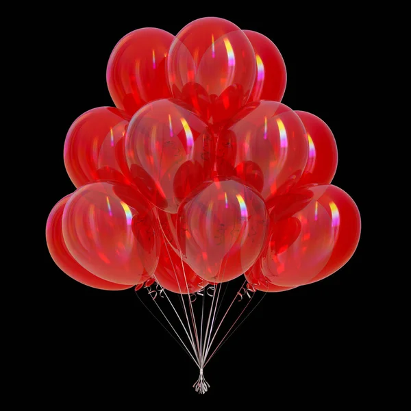 balloon bunch red, birthday party decoration. carnival, anniversary celebration, cheerful symbol. 3d illustration