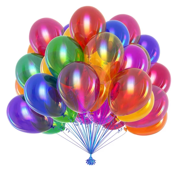 Balloons Multicolored Birthday Decoration Party Helium Balloon Bunch Colorful Shiny — Stock Photo, Image