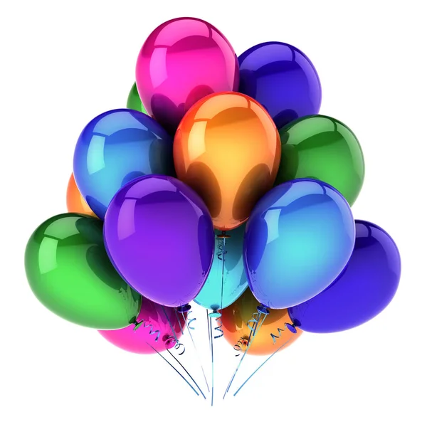 Μπαλόνι Γενεθλίων Διακόσμηση Πολύχρωμο Μπουκέτο Σύμβολο Εορτασμός Κόμμα Απεικόνιση Απομονωμένες — Φωτογραφία Αρχείου