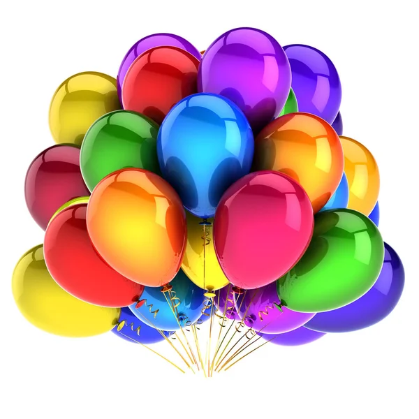 Illustration Ballons Bouquet Coloré Décoration Anniversaire Fête Carnaval Symbole Festif — Photo