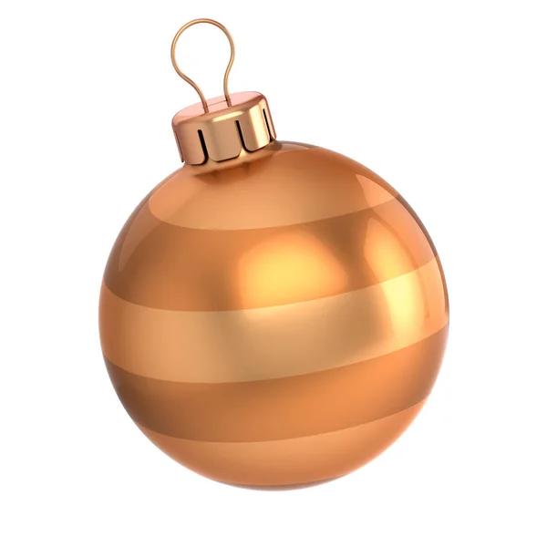 Christmas Ball Golden New Year Eve Bauble Decoration Yellow Glossy — Stock Photo, Image