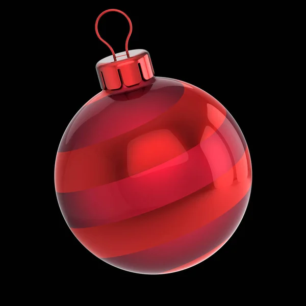 Bola Natal Bauble Listrado Vermelho Véspera Ano Novo Esfera Decoração — Fotografia de Stock