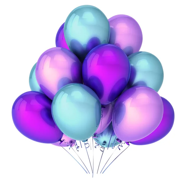 Ballons Bündel Den Farben Blau Violett Violett Geburtstag Party Karnevalsdekoration — Stockfoto