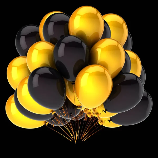 Ballon Bouquet Couleur Jaune Noir Contraste Ballons Hélium Colorés Décoration — Photo