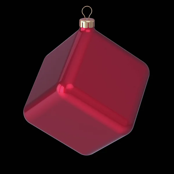 New Year Eve Bauble Red Christmas Ball Cube Custom Nonstandard — Stock Photo, Image