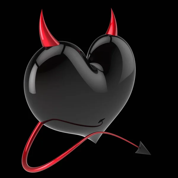 Черное Дьявольское Сердце Фальшивая Любовь Абстрактный Любовный Развод Концепция Красными — стоковое фото