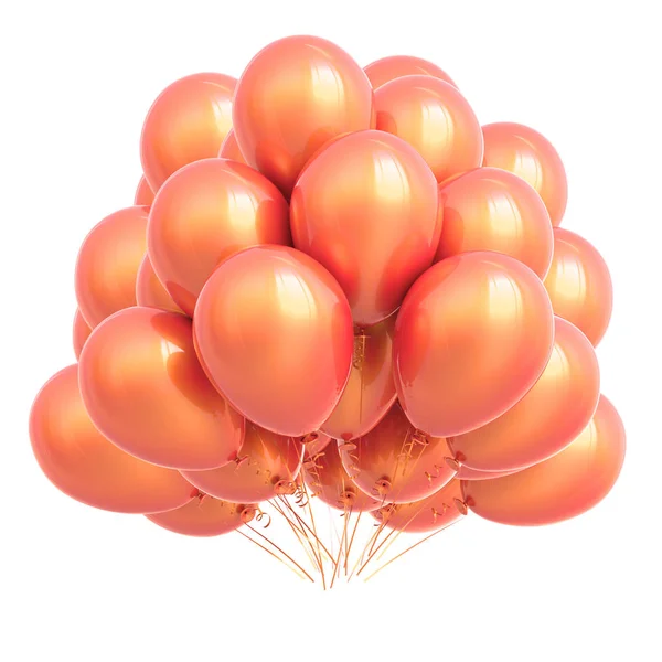 Oranje Ballonnen Bos Verjaardag Partij Vieren Decoratie Weergave Van Illustratie — Stockfoto