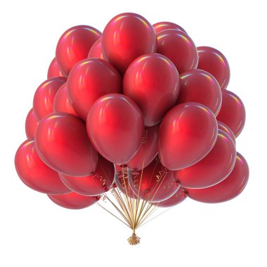 3D çizim balonlar demet kırmızı Doğum günü partisi dekorasyon renkli süper