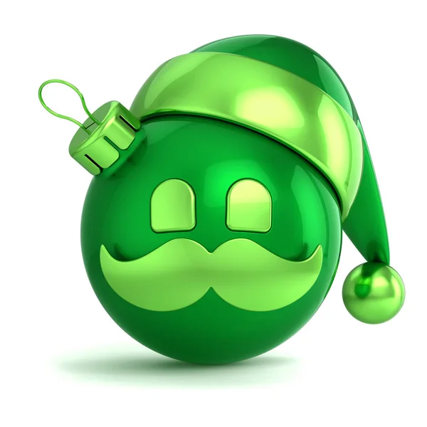 Emoji Santa Claus Hat Christmas Ball Avatar Decoration Ornament Green — Stock Photo, Image